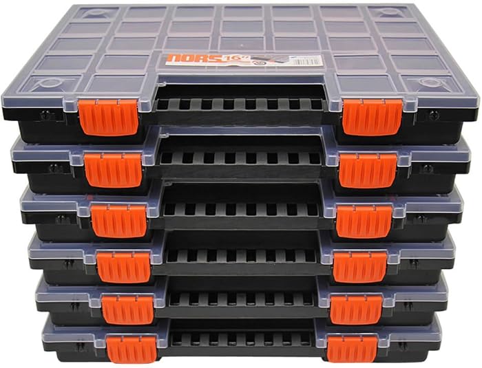 Lot de 6 bo&icirc;tes de rangement avec compartiments adaptables