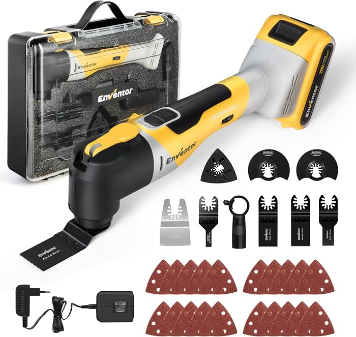 Enventor Outil Multifonction Sans Fil, 6 Vitesses, 20V, Batterie 2,0 Ah