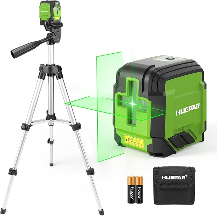 Laser Level with Tripod Huepar 30M Self-Leveling Green Line Cross Laser Level