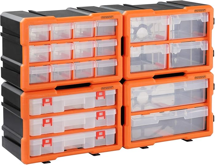 Monzana Organisateur outils plastique transparent 29,5x19,5x16 cm 72 compartiments