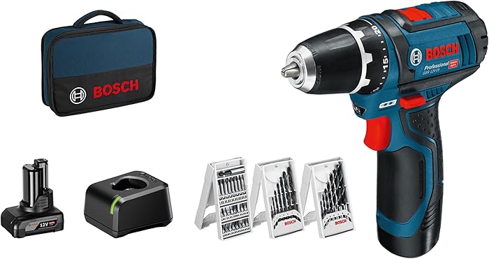 Bosch Professional GSR 12V-15 Cordless Drill Driver System (with 39-piece accessory set, 2.0 Ah battery, 4.0 Ah battery, GAL 12V-20 charger, tool bag)
