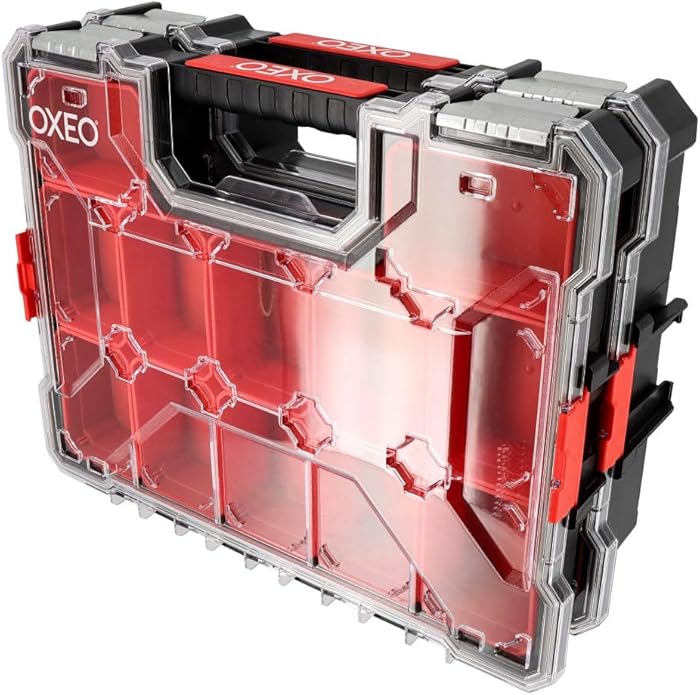 Set of 2 Stackable Organiser Cases &ndash; 2 x 12 Removable Compartments &ndash; Shock Resistant &ndash; 2 Depths