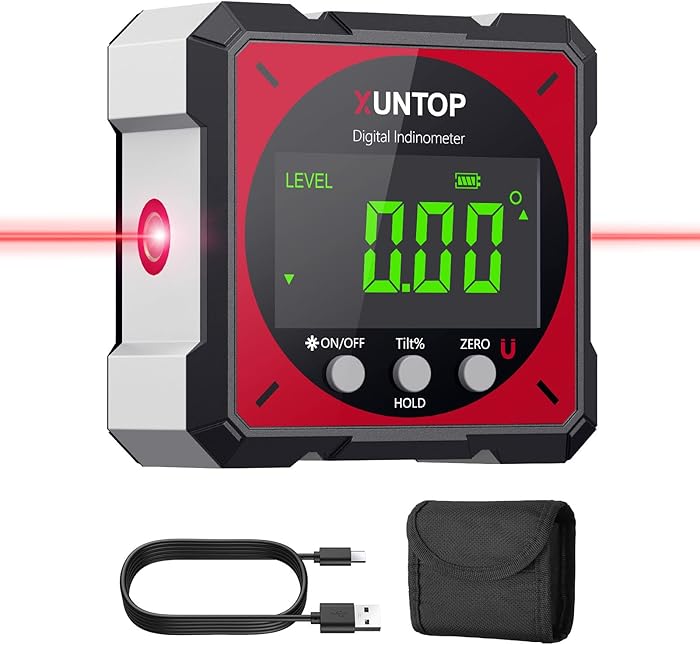 XUNTOP Inclinom&egrave;tre Digital Rechargeable Laser 4x90&deg; IP54